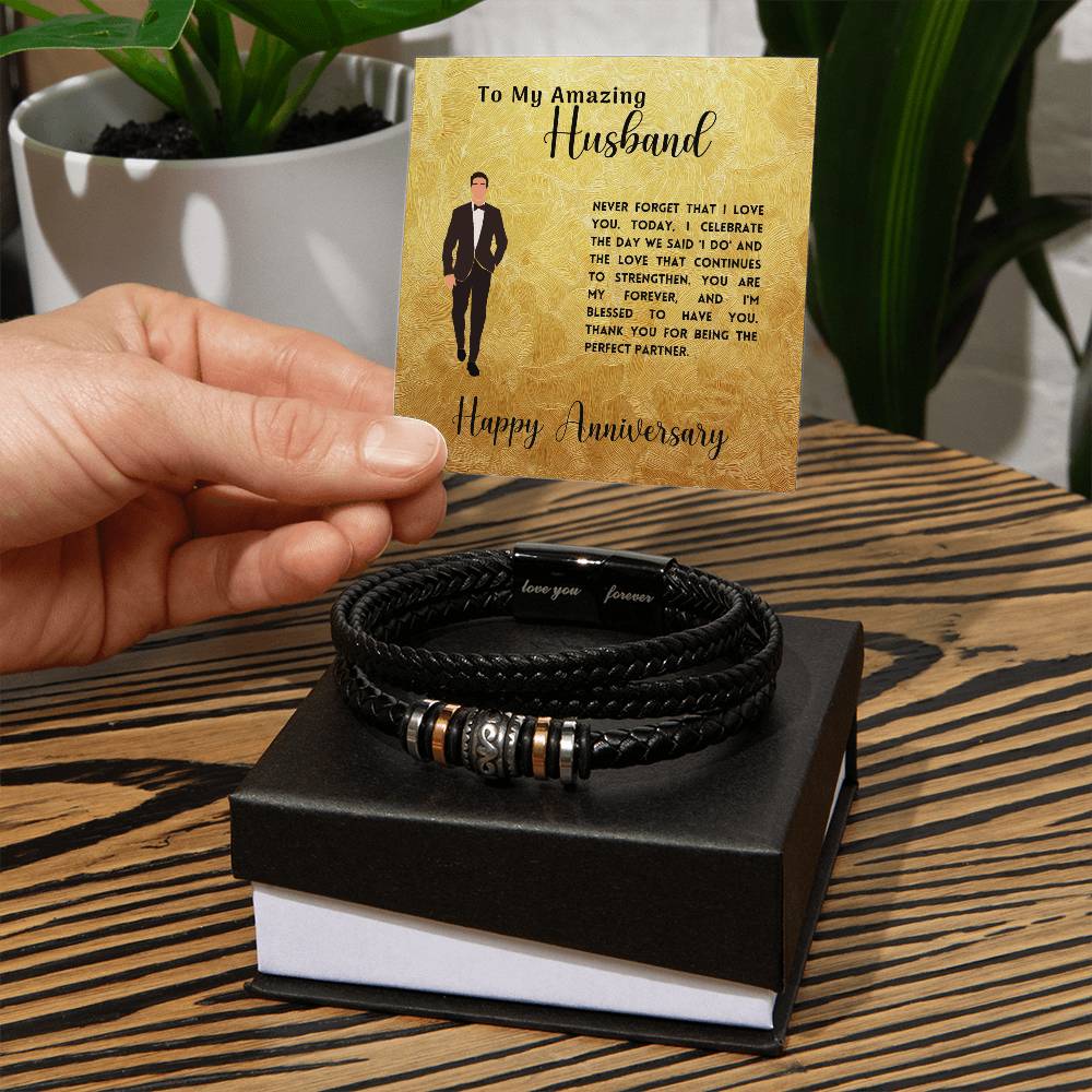 Leather deals anniversary bracelet