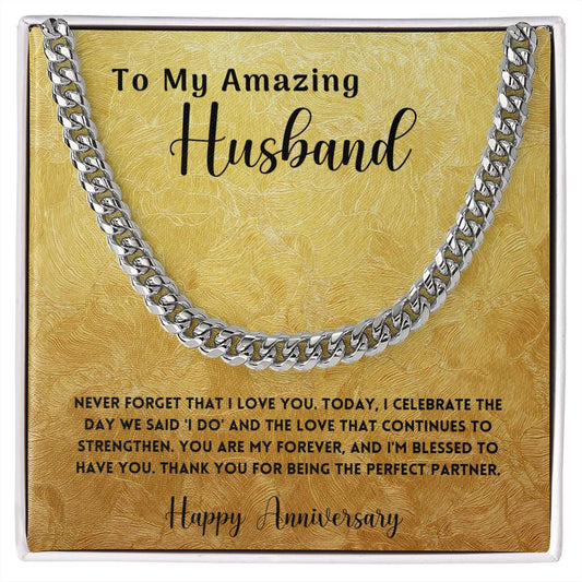 Anniversary Gift To My Amazing Husband  Cuban Link Chain With Personal Message Card Curious Draft