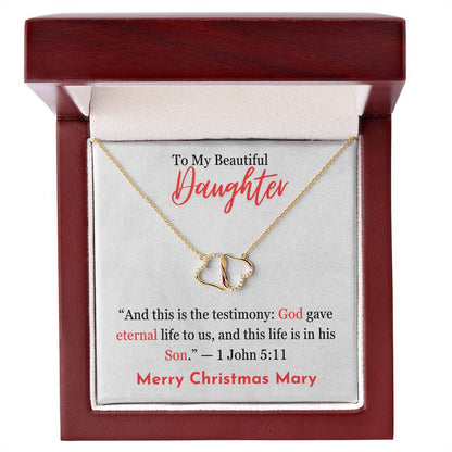 Christmas Gift For Daughter Everlasting Love Necklace With Bible Verse Message Card - 1 John 5 : 11 Curious Draft