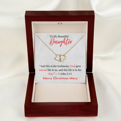 Christmas Gift For Daughter Everlasting Love Necklace With Bible Verse Message Card - 1 John 5 : 11 Curious Draft