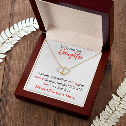 Christmas Gift For Daughter Everlasting Love Necklace With Bible Verse Message Card - 1 John 5 : 11 Curious Draft