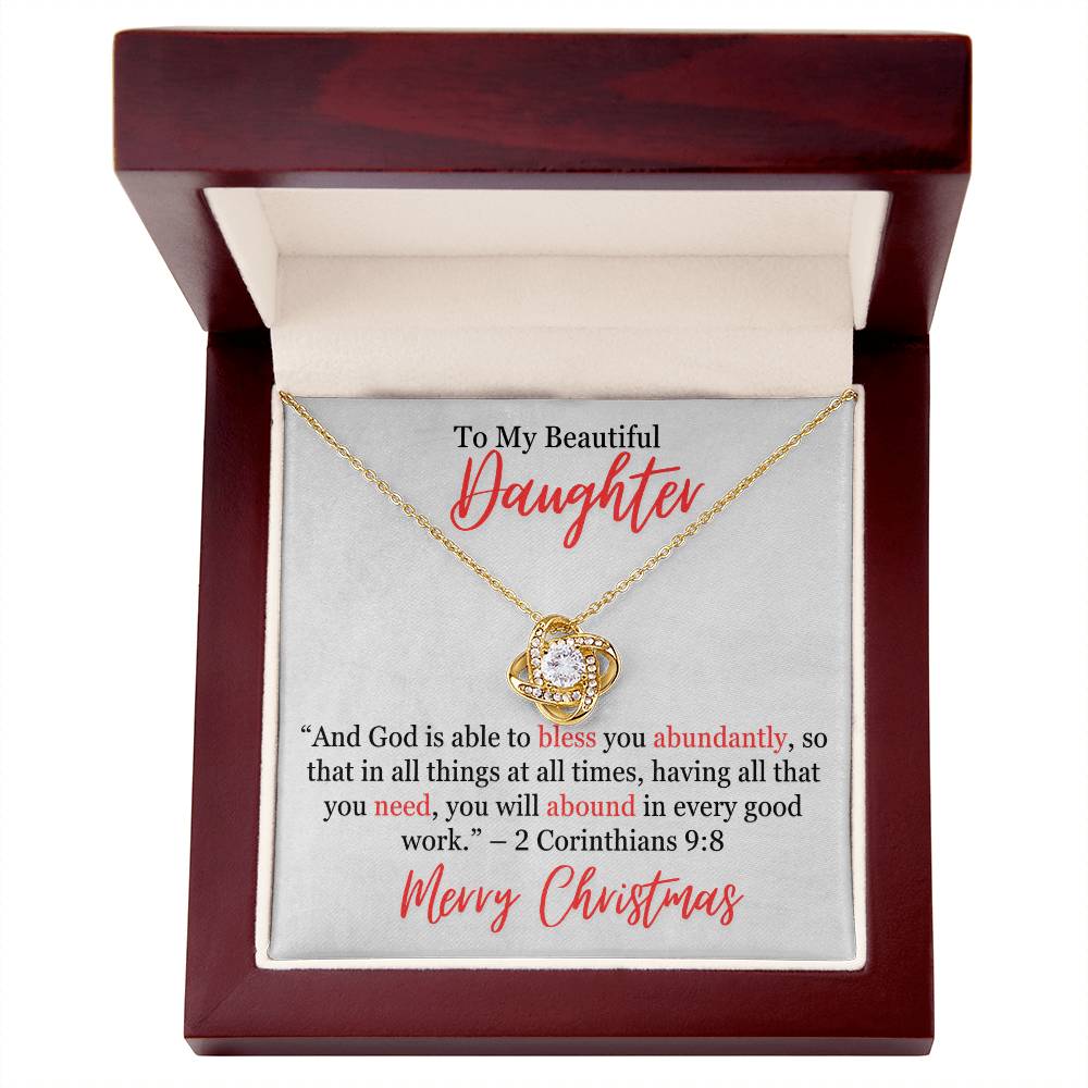 Corinthians 9_8 Love Knot Necklace With Personal Message Card Curious Draft