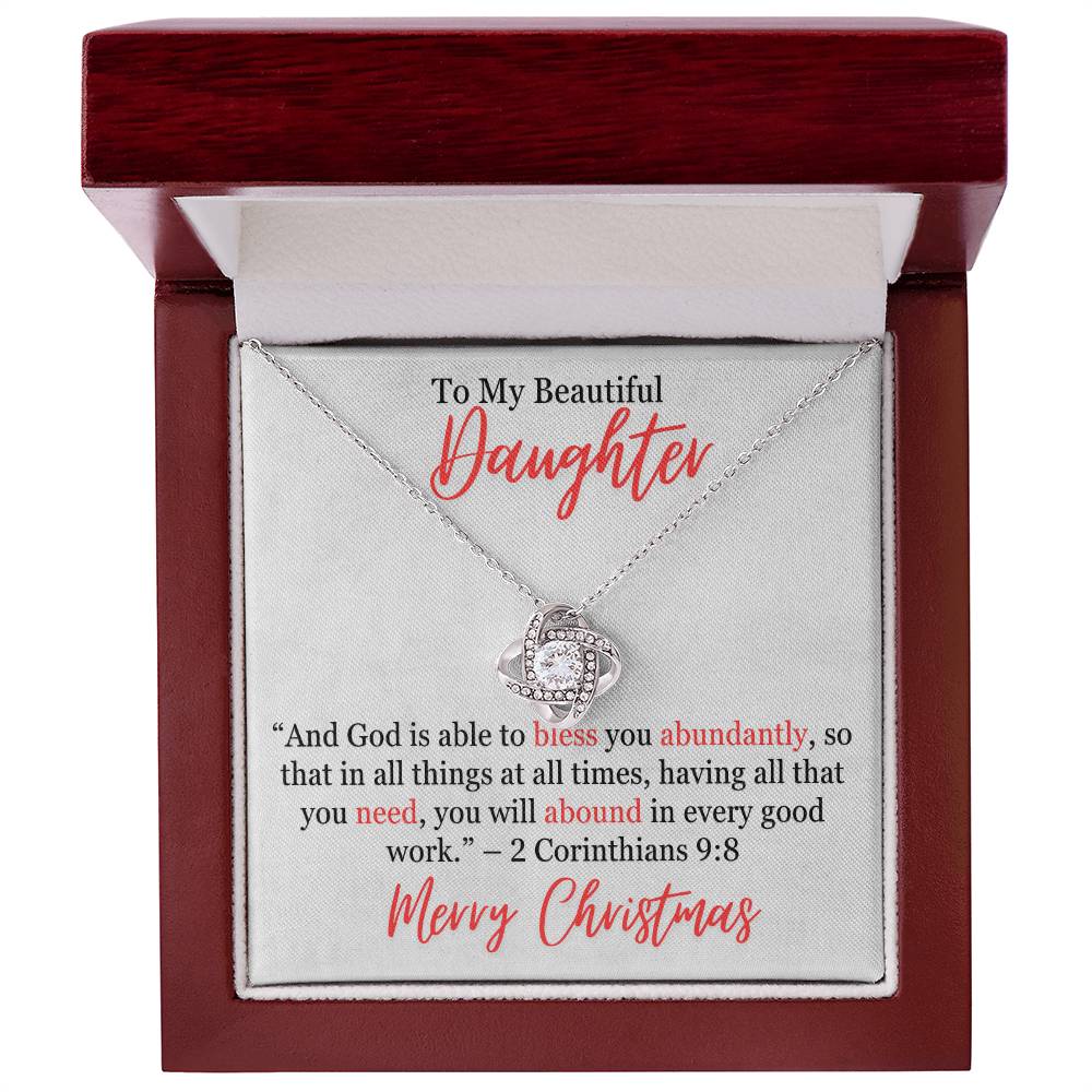 Corinthians 9_8 Love Knot Necklace With Personal Message Card Curious Draft