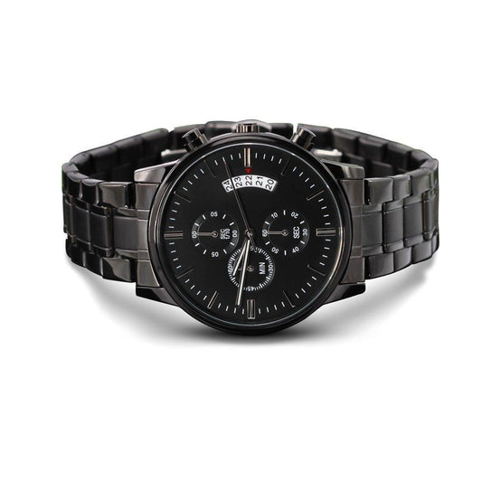 Customizable Engraved Black Chronograph Watch | Personalize Your Style Curious Draft