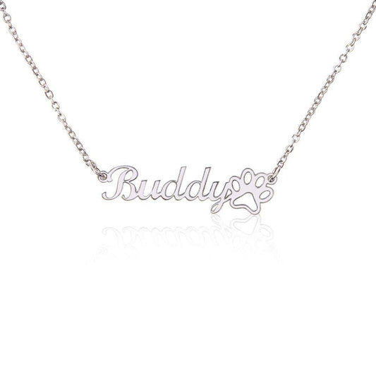 Personalized Dog Paw Print Name Necklace Curious Draft