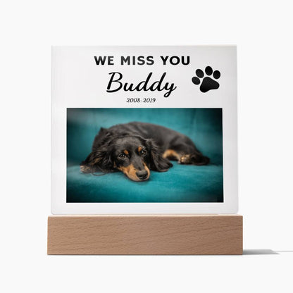 We Miss You Custom Pet Memorial Acrylic Plaque Curious Draft